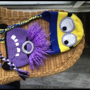Set of 2 adult Handmade Minion winter hats